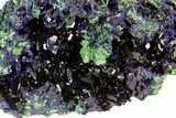 Sparkling Azurite Crystal Cluster with Malachite - Laos #56051-1
